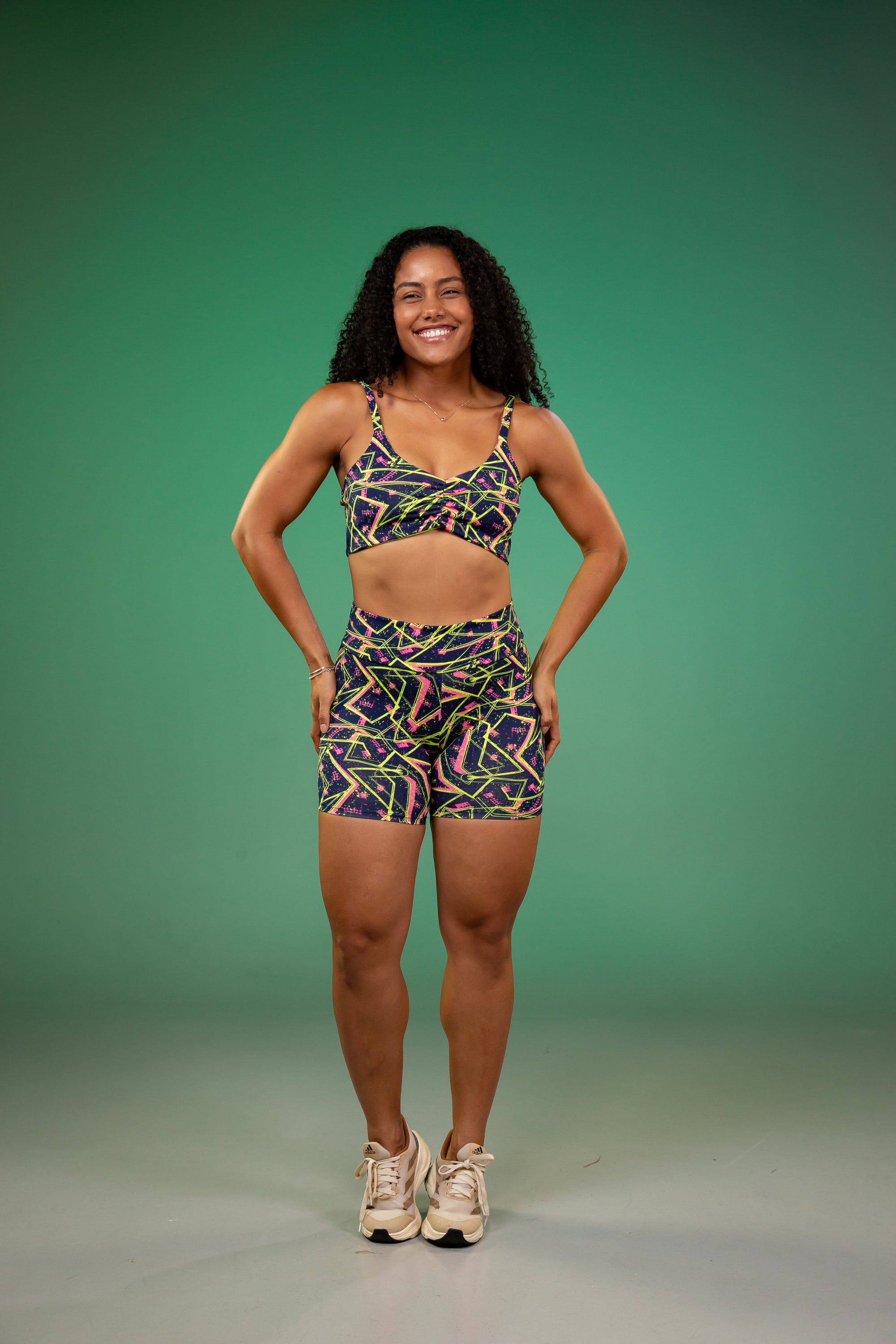 Conjunto Fitness Feminino Estampado Baratex em Poliéster Leve