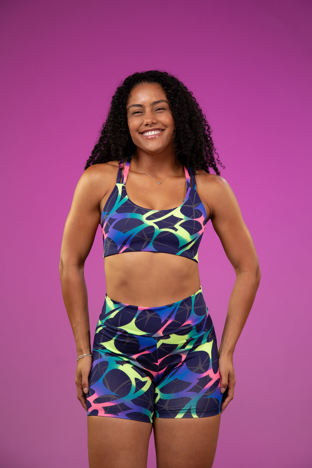 Conjunto Fitness Feminino Estampado Baratex em Poliéster Leve