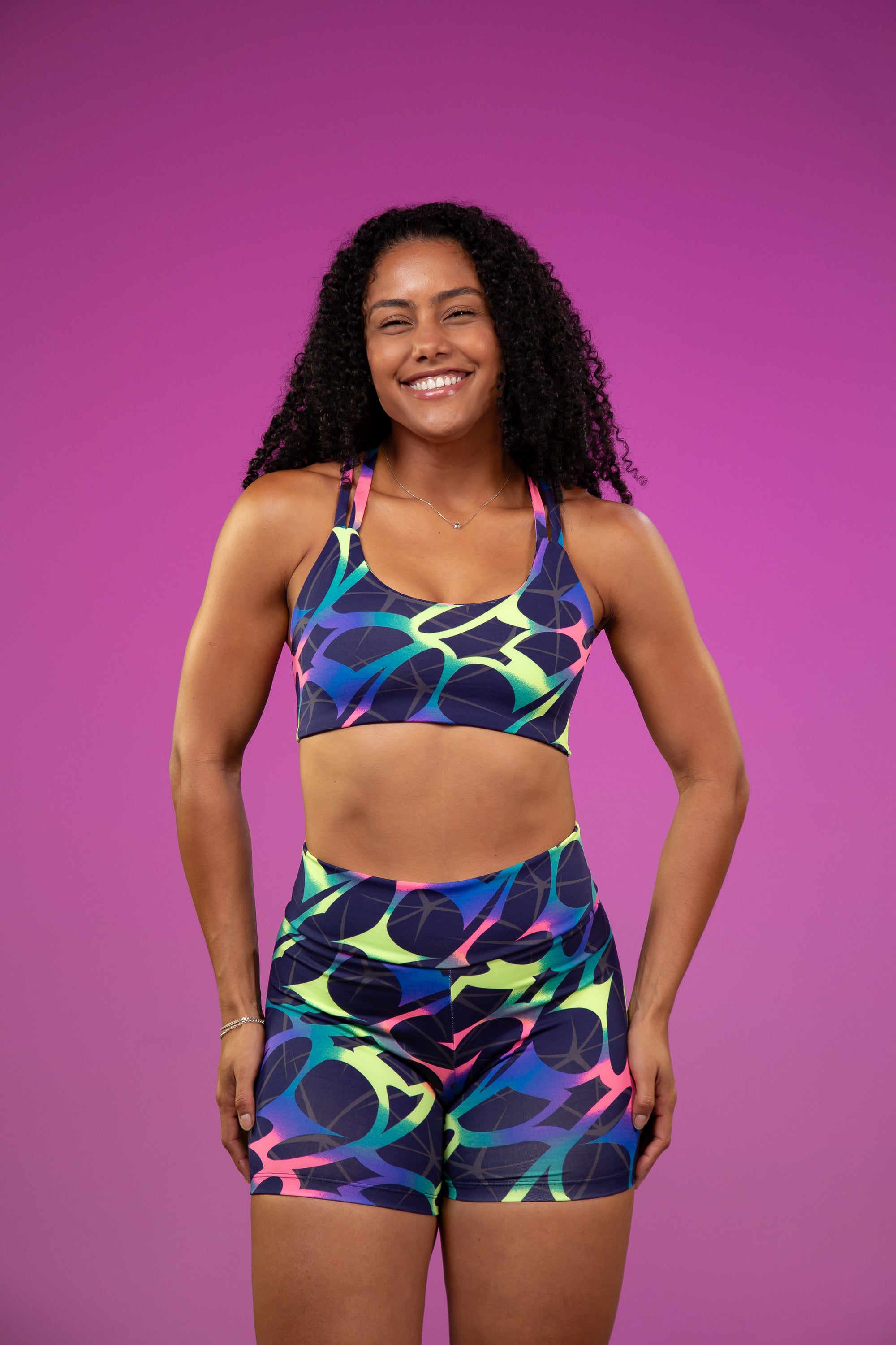 Conjunto Fitness Feminino Estampado Baratex em Poliéster Leve