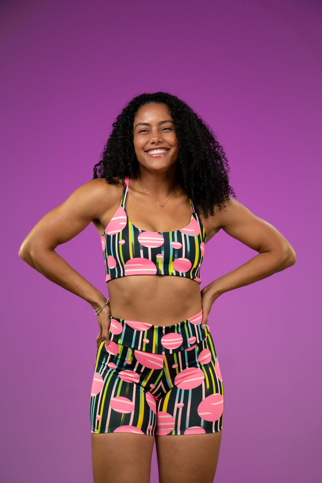 Conjunto Fitness Feminino Estampado Baratex em Poliéster Leve