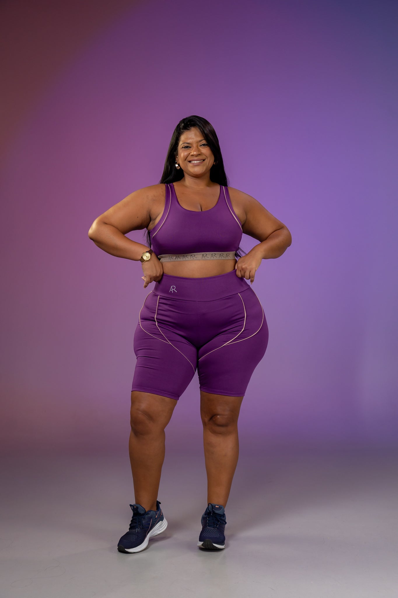 Conjunto Feminino Plus Size Fernanda com Short em Poliéster Leve