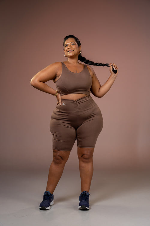 Conjunto Feminino Plus Size Fernanda com Short em Poliéster Leve