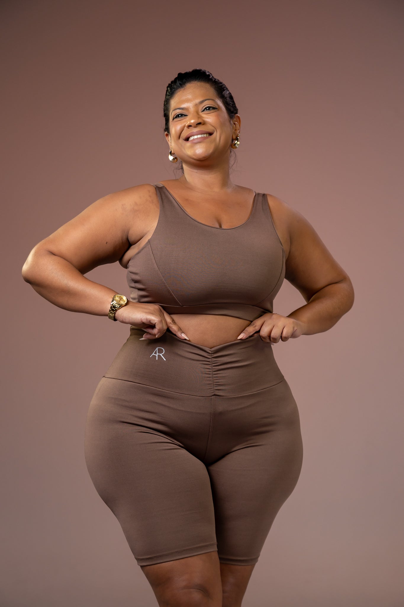 Conjunto Feminino Plus Size Fernanda com Short em Poliéster Leve