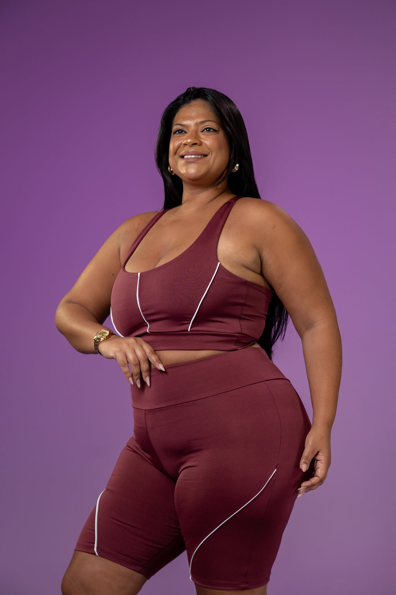 Conjunto Feminino Plus Size Fernanda com Short em Poliéster Leve
