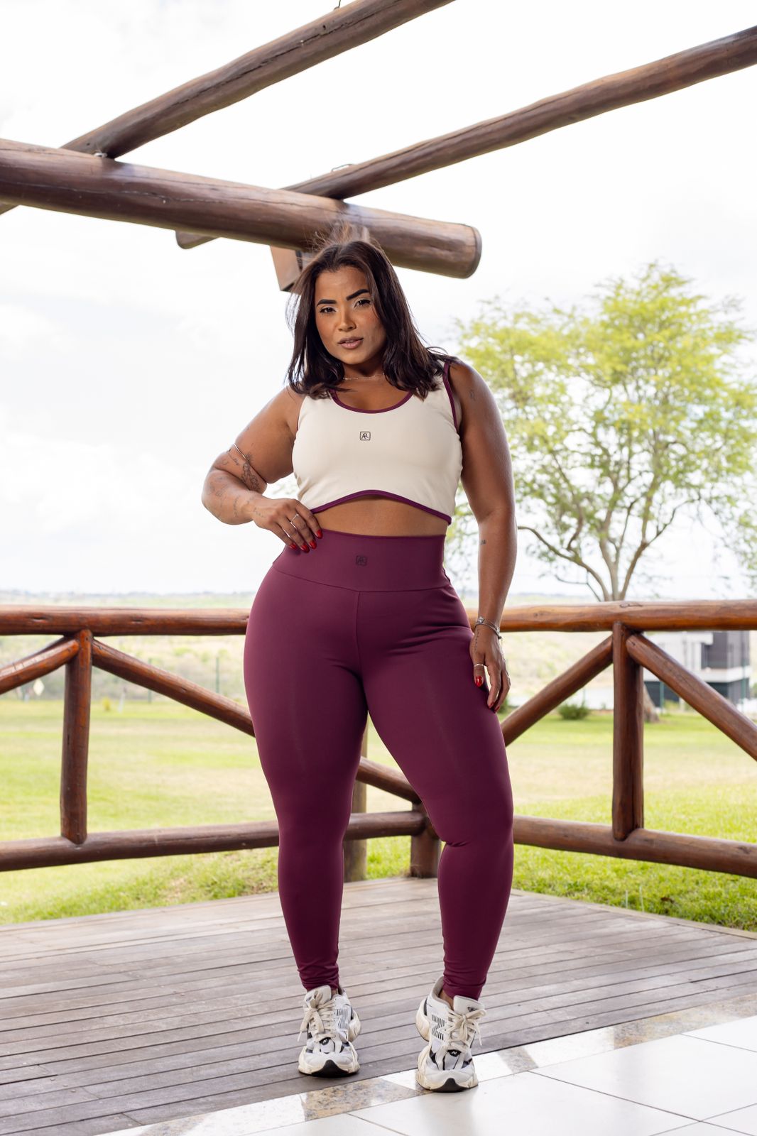 conjunto de calça em poliamida plus